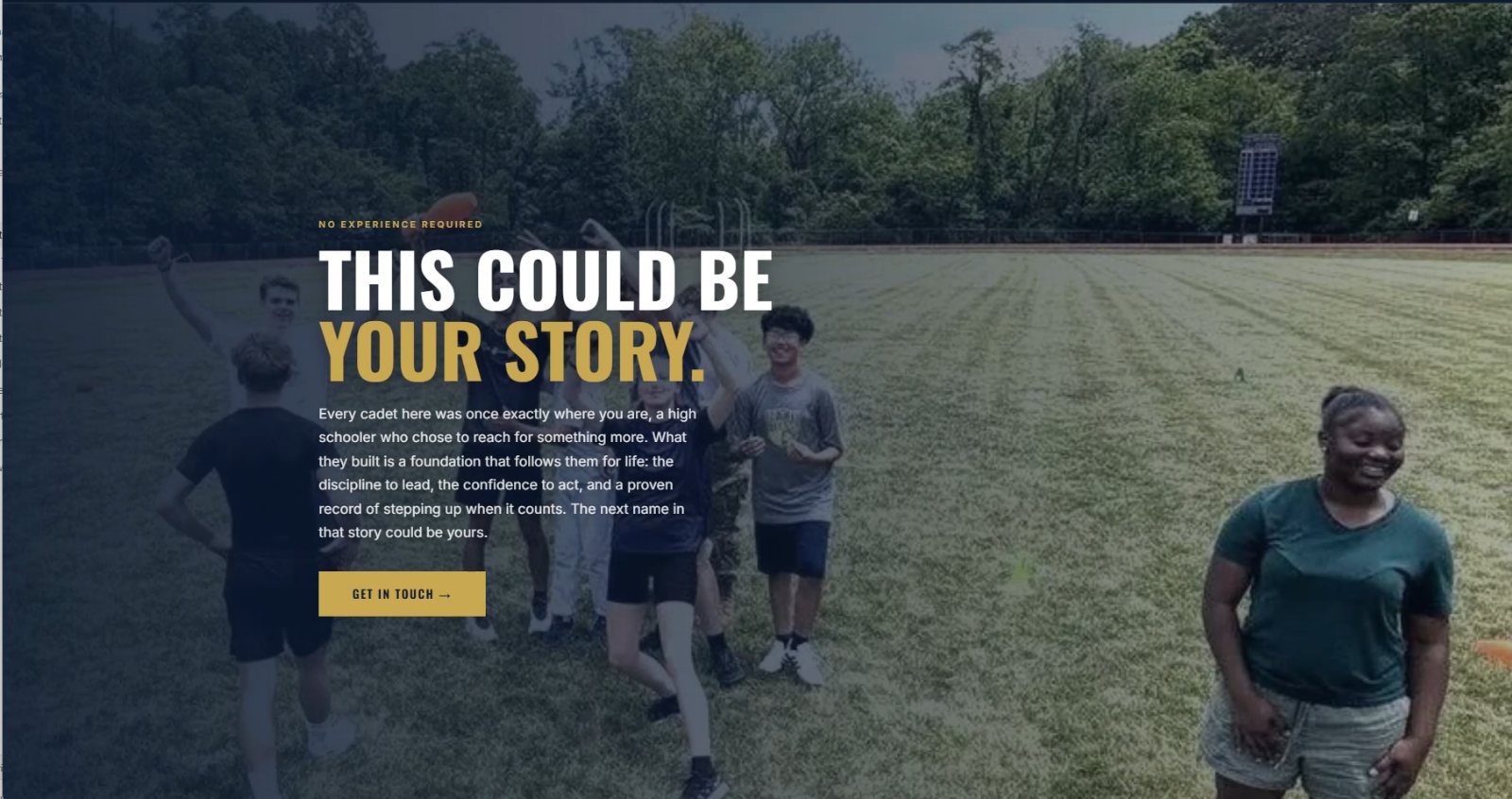 Site section: call to action in gold